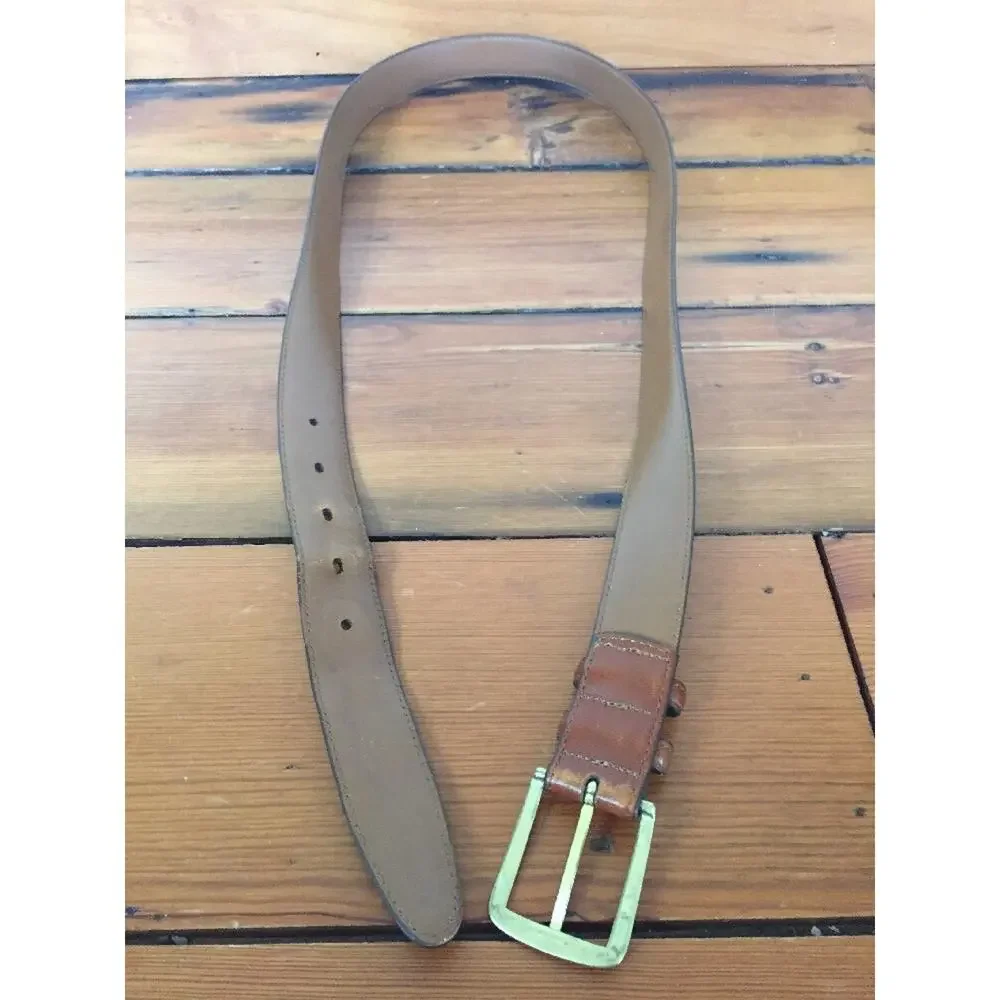 Allen Edmonds Hand Crafted Burnished Calf Brown Genuine Leather Dress Belt 38